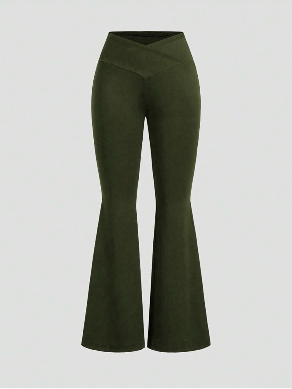 Sculpting Olive Flare Pants with V-Waist